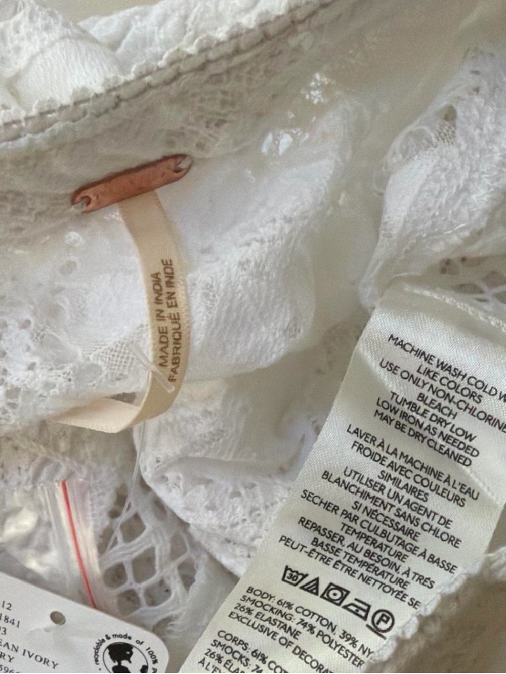 Free People Lace Button-Front Strapless Top - Picture 3 of 4